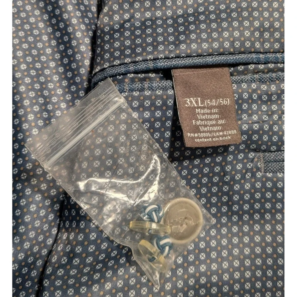 Oak Hill Men's Blue Tartan Plaid Sport Coat Suit Blazer Size 3XL‎ 54/56
